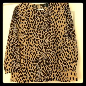 J. Crew Black and Tan Leopard Print Blouse
